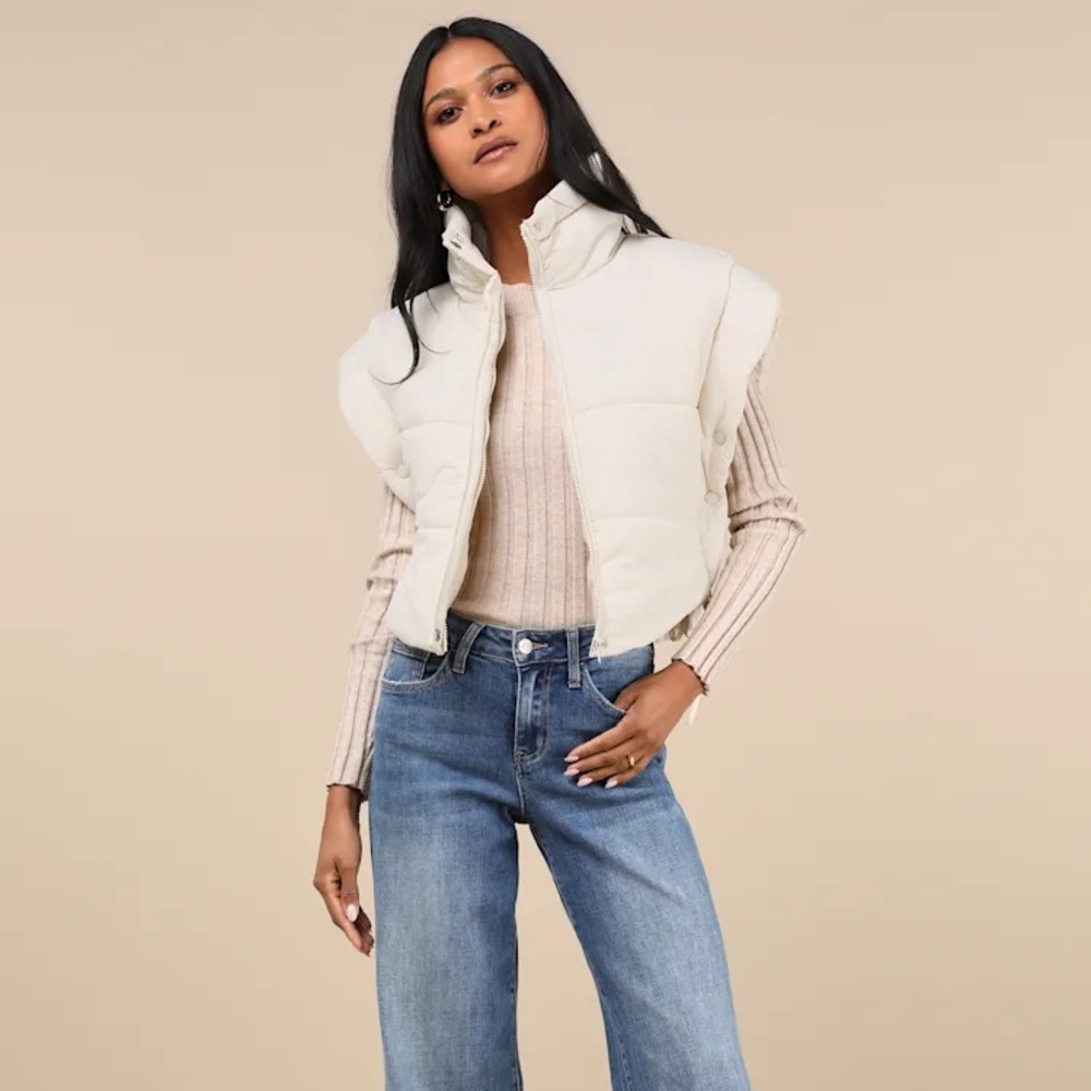 Lulu's Off-White Quilted Vest